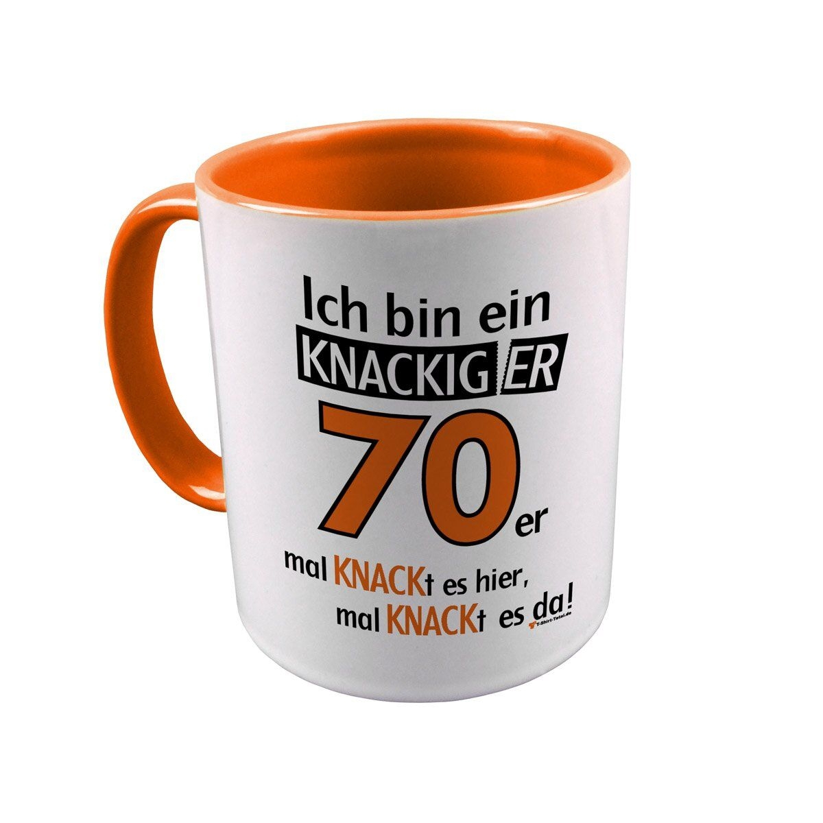 Knackiger 70er Tasse orange / weiß