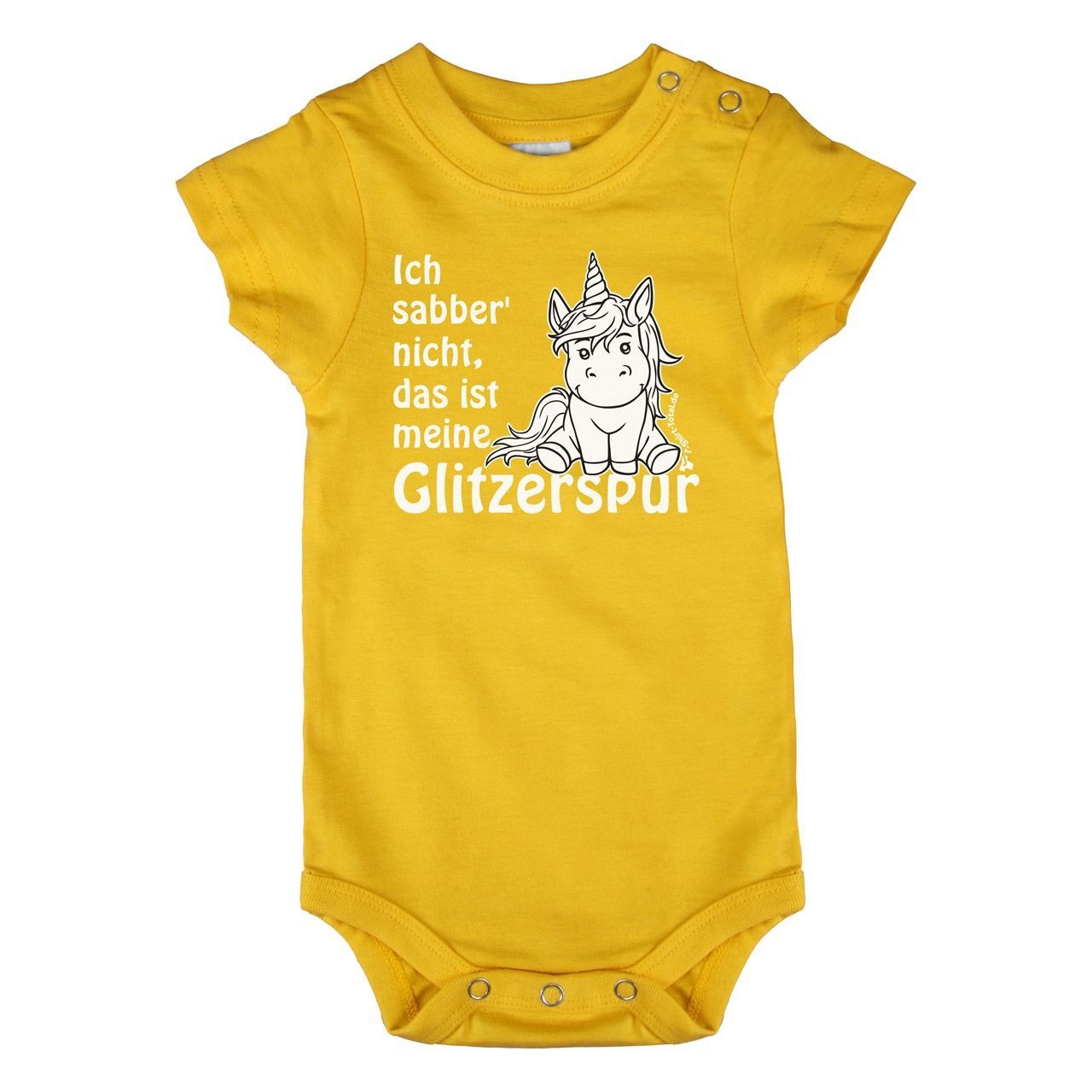 Einhorn Glitzerspur Baby Body Kurzarm gelb 68 / 74