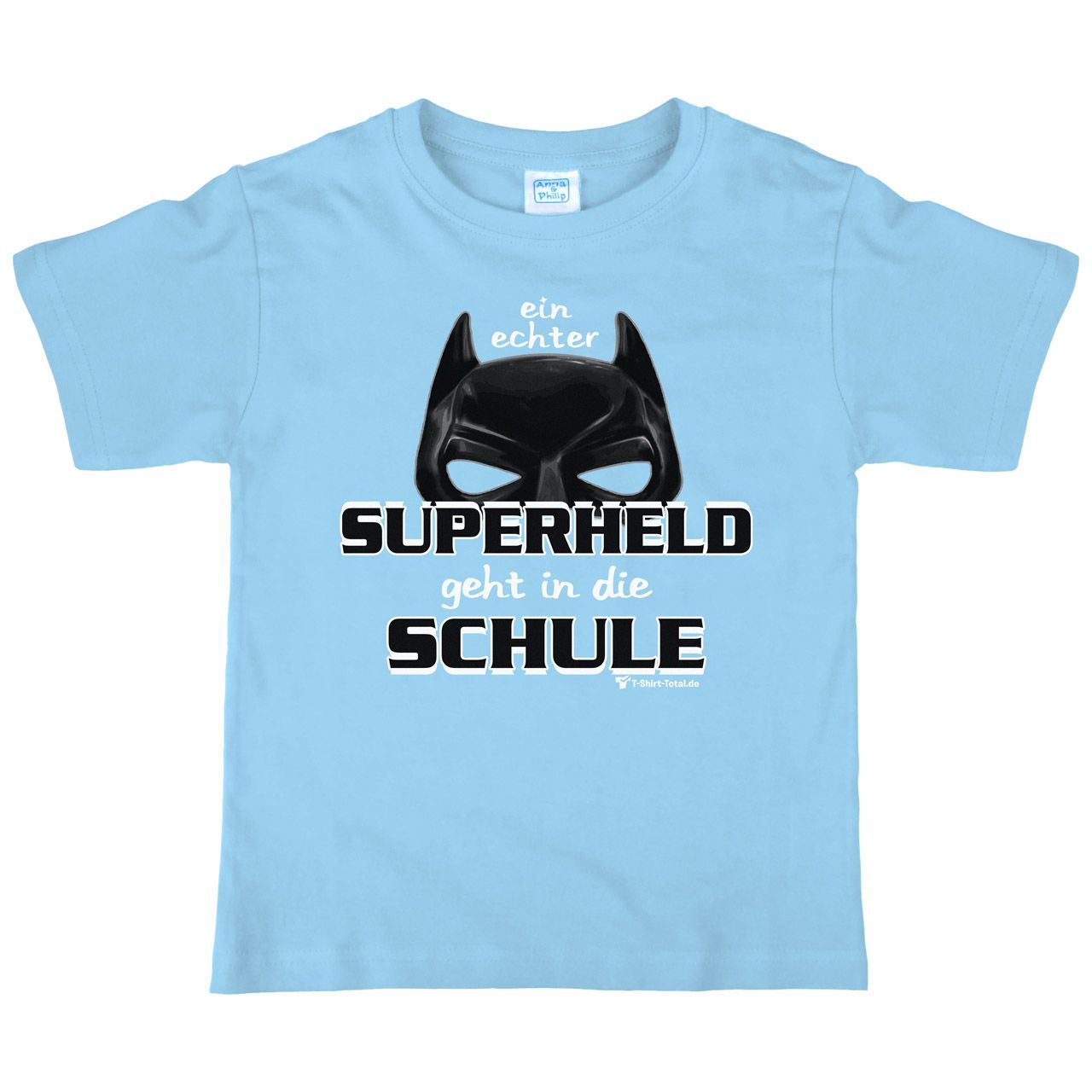 Superheld Schule Kinder T-Shirt hellblau 122 / 128