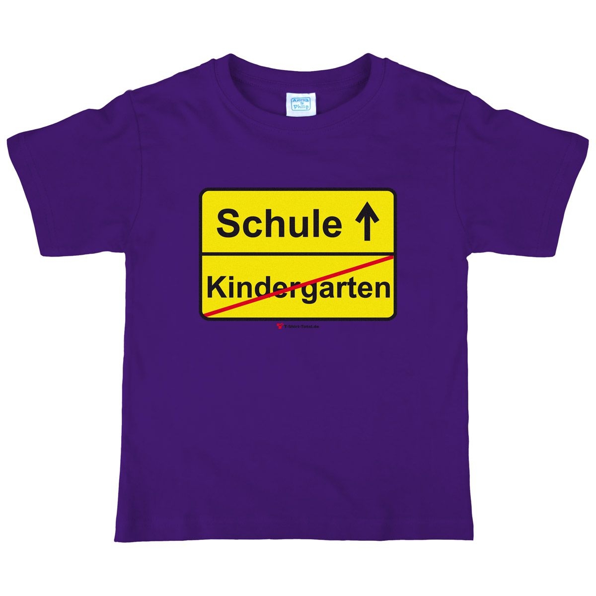 Kindergarten Schule Kinder T-Shirt mit Namen lila 122 / 128