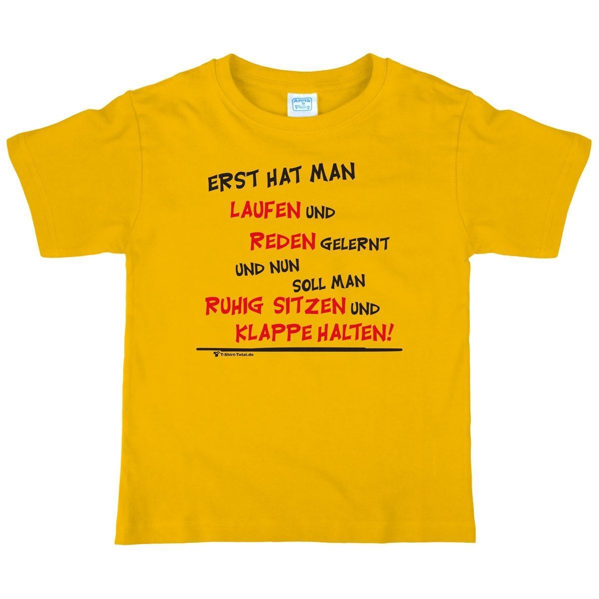 Laufen und Reden Kinder T-Shirt gelb 104