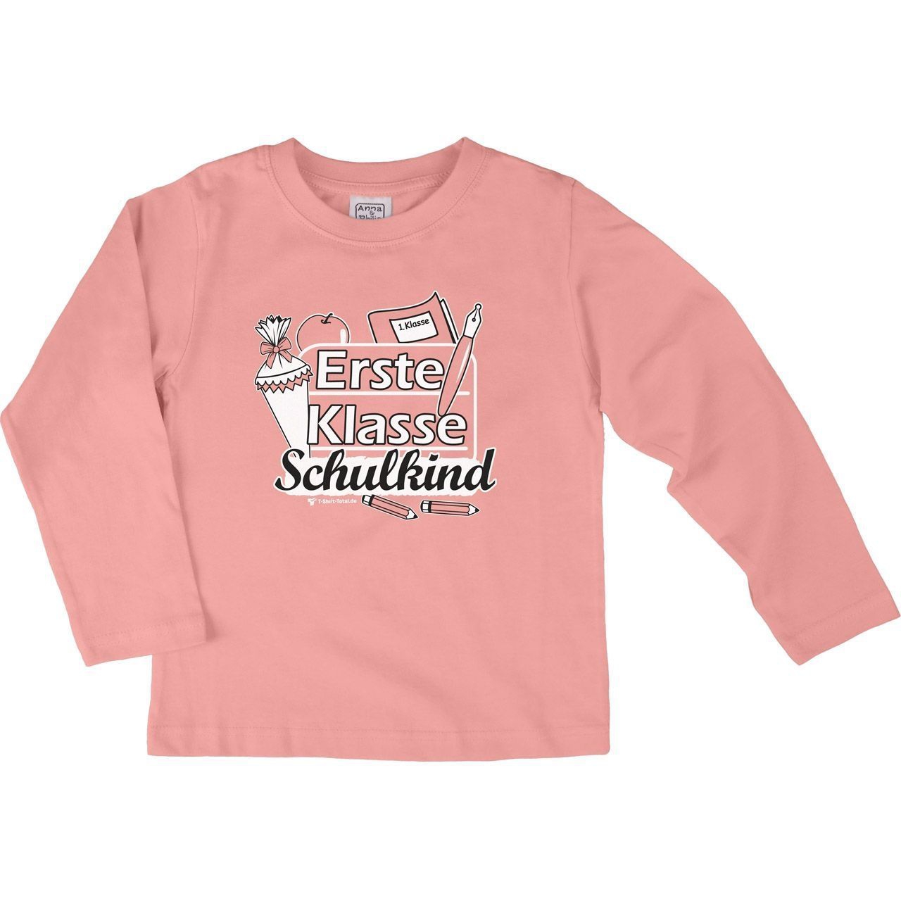 Erste Klasse Schulkind Kinder Langarm Shirt rosa 110 / 116