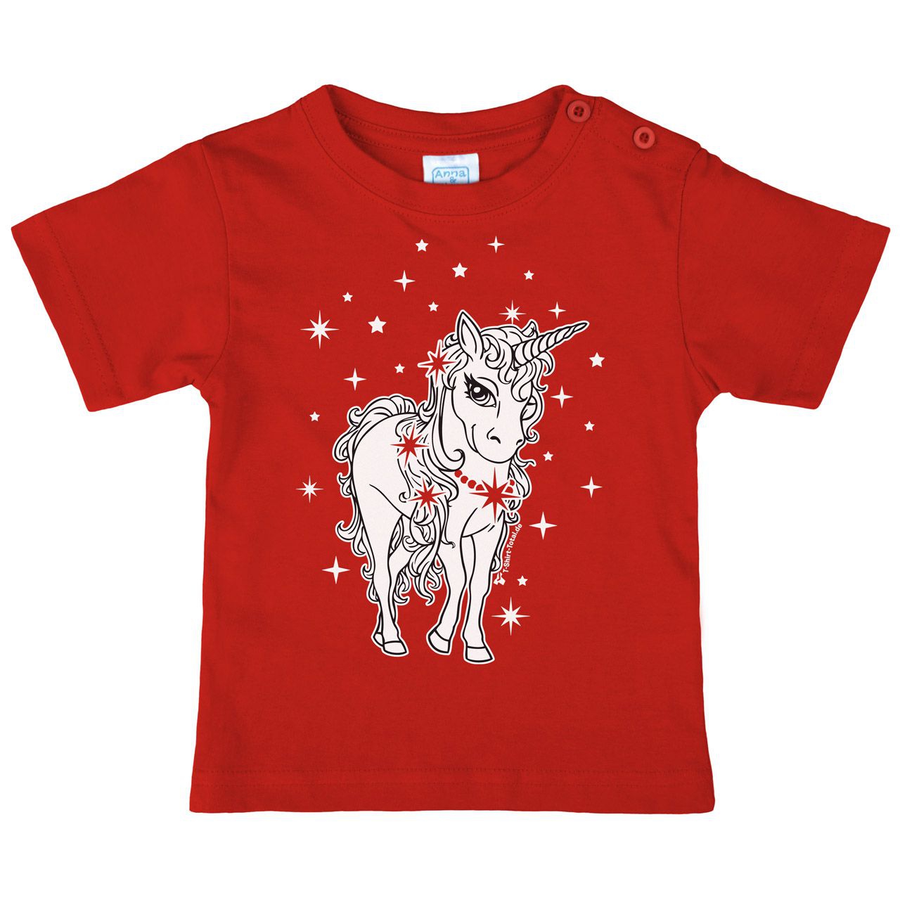 Einhorn Sterne Kinder T-Shirt rot 92