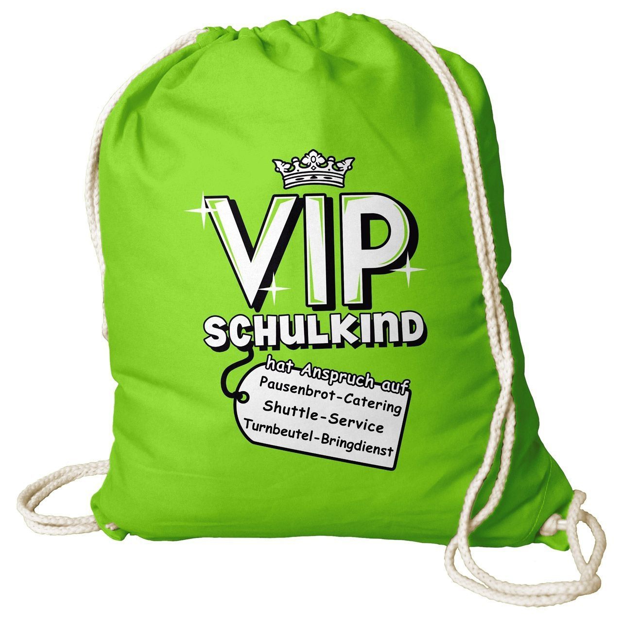 VIP Schulkind Rucksack Beutel hellgrün