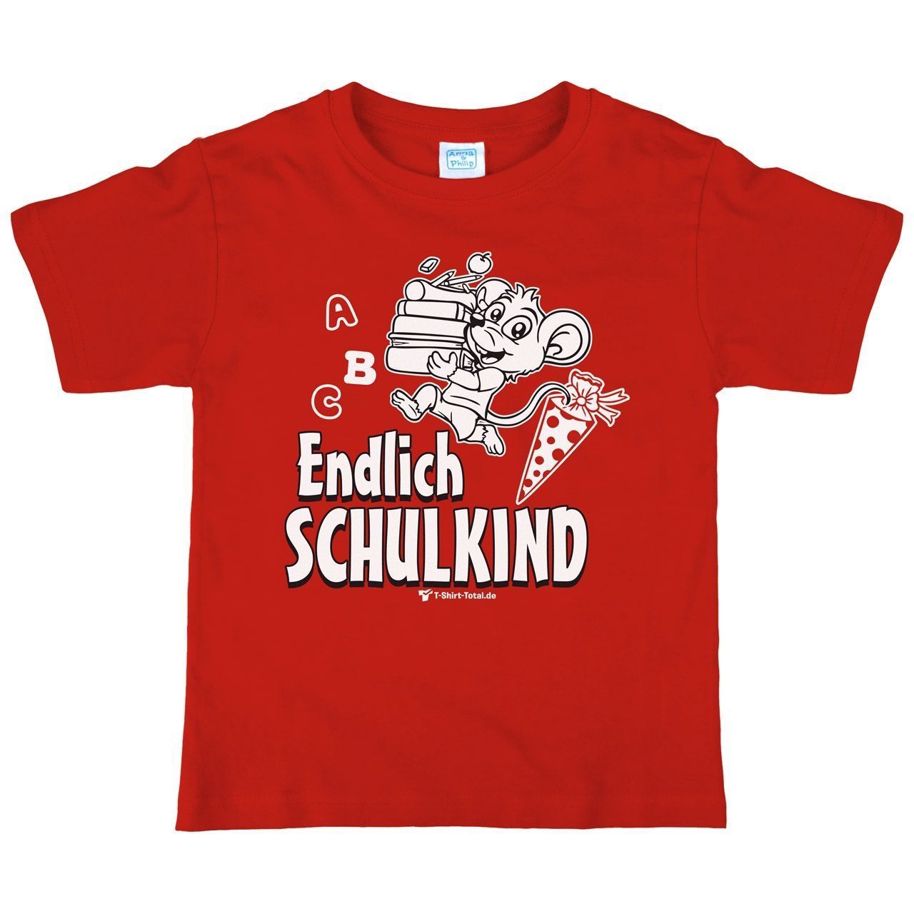 Endlich Schulkind Kinder T-Shirt rot 122 / 128