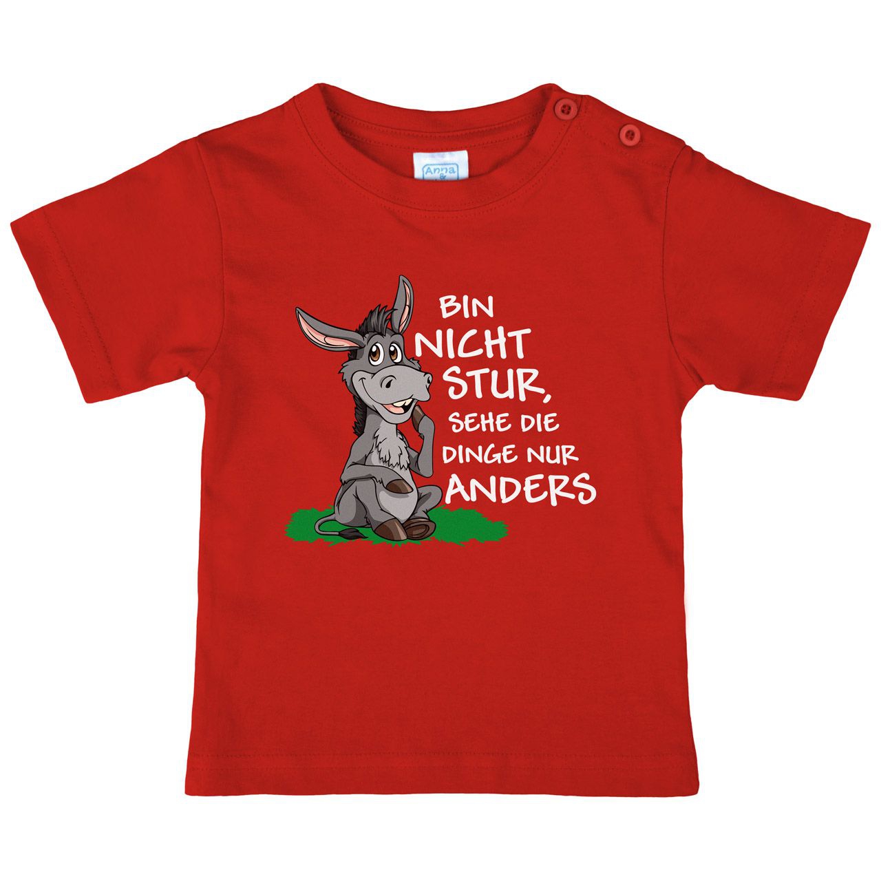 Nicht stur Esel sitzend Kinder T-Shirt rot 122 / 128