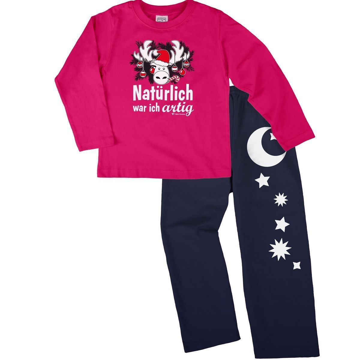 Natürlich artig Pyjama Set pink / navy 68 / 74