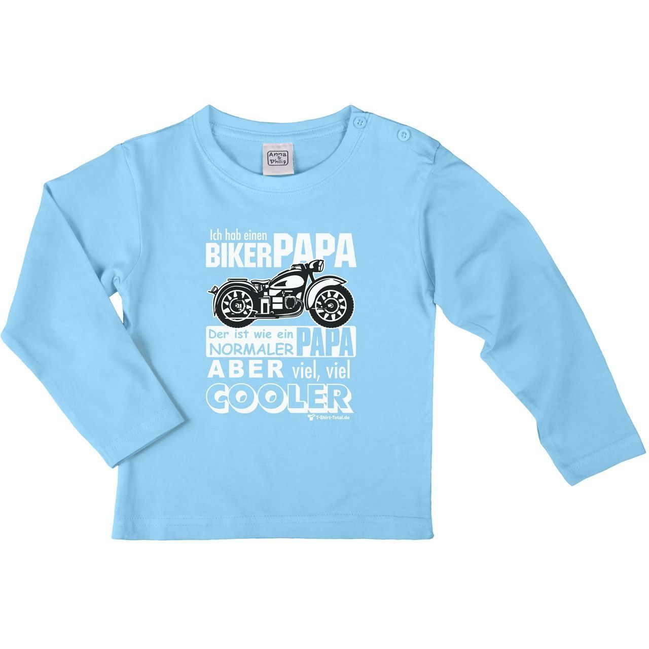 Biker Papa Kinder Langarm Shirt hellblau 134 / 140