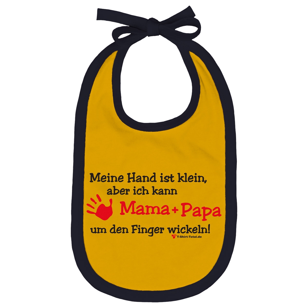 Kleine Hand Mama Papa Lätzchen gelb / navy