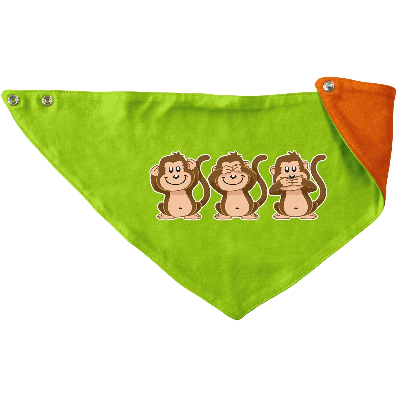 Affen Kinder Dreieckstuch hellgrün/orange