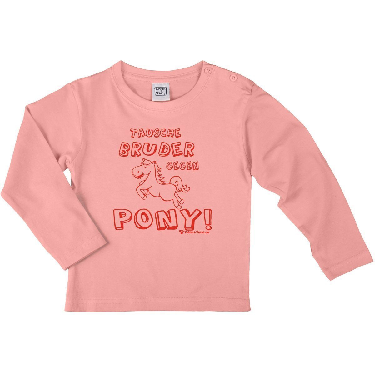 Tausche Bruder gegen Pony Kinder Langarm Shirt rosa 104