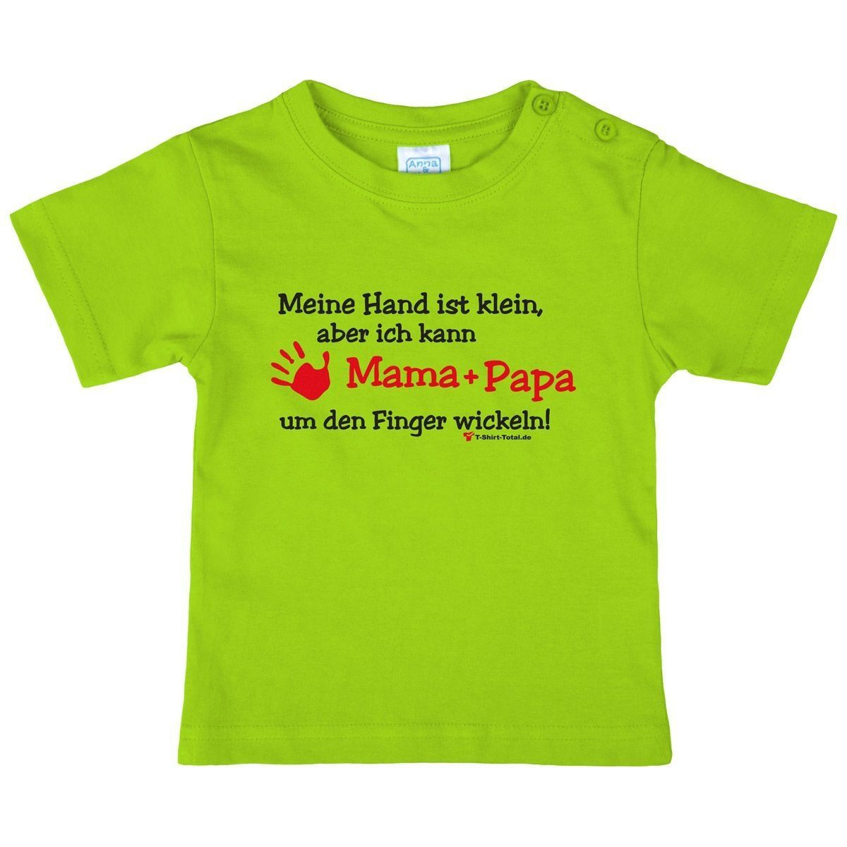 Kleine Hand Mama Papa Kinder T-Shirt hellgrün 68 / 74