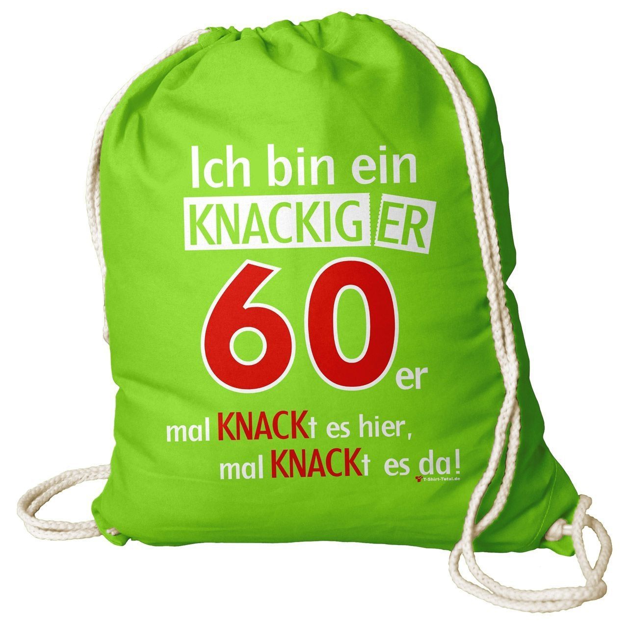 Knackiger 60er Rucksack Beutel hellgrün