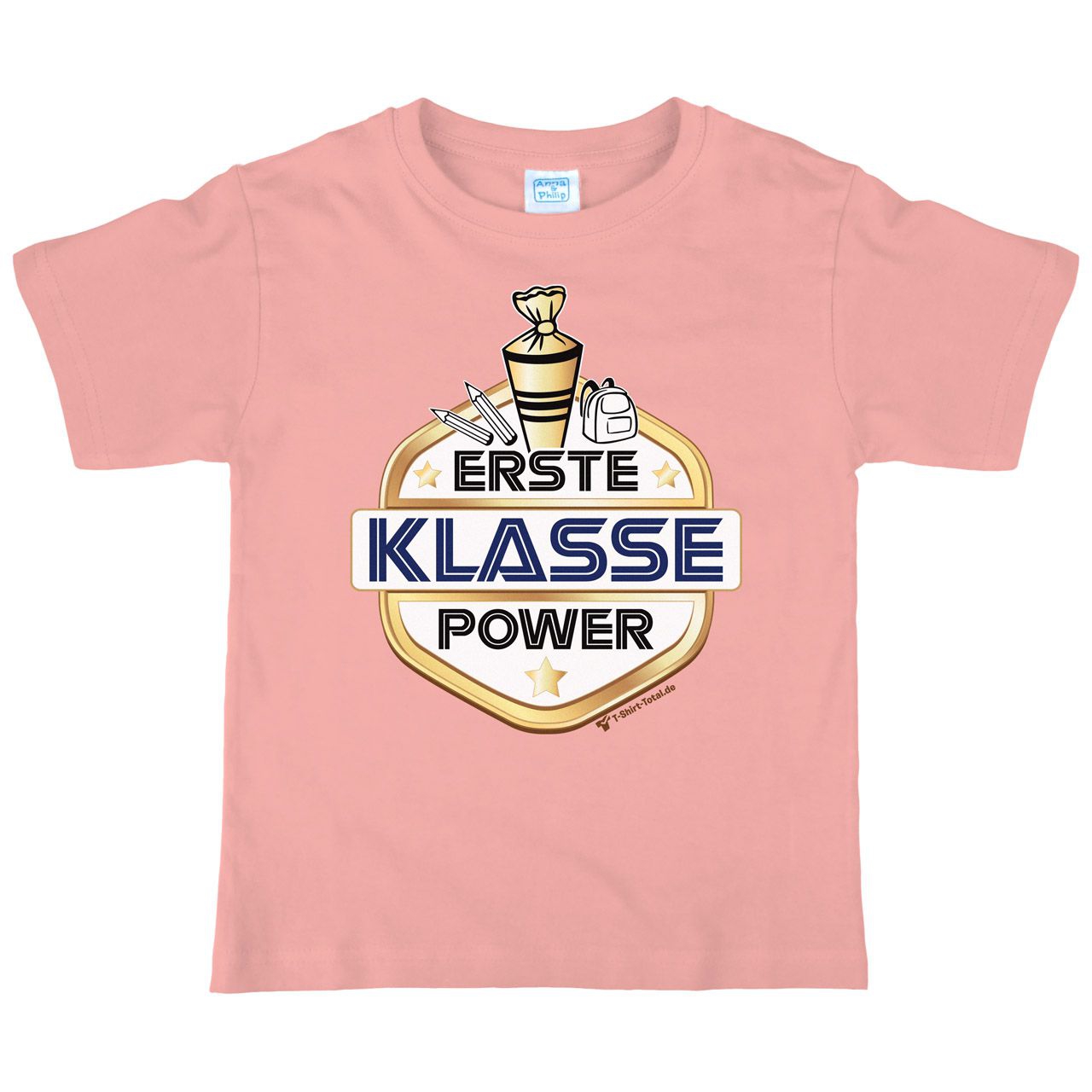 Erste Klasse Power Kinder T-Shirt rosa 122 / 128
