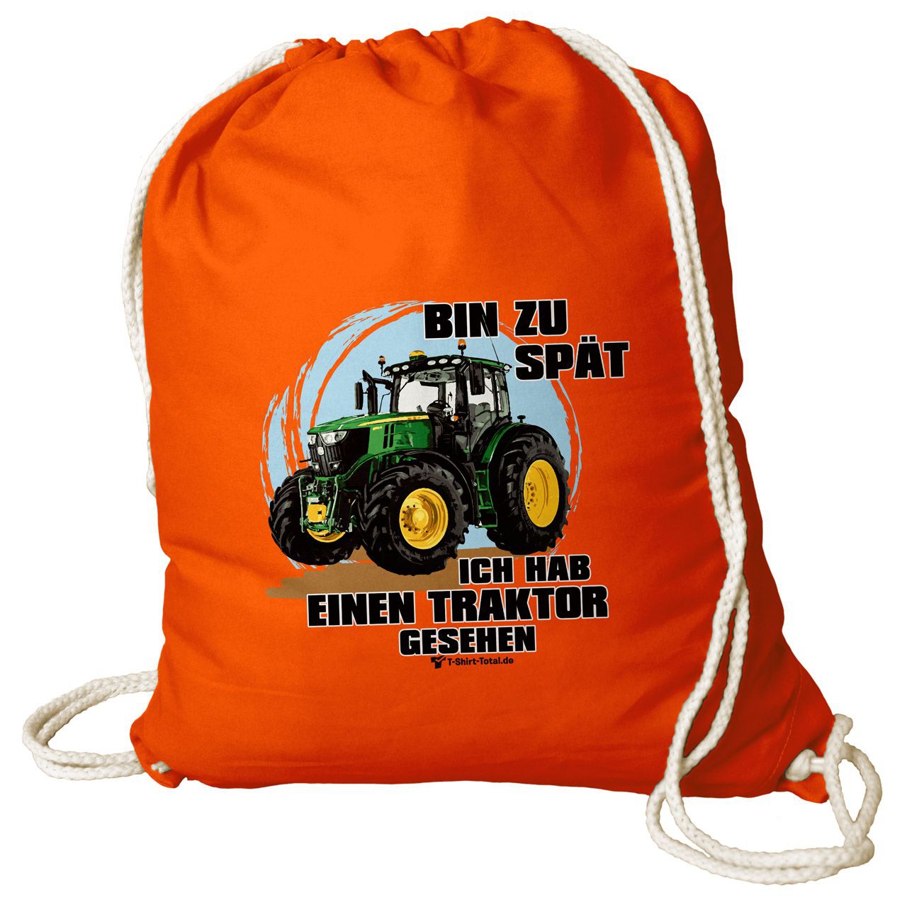 Hab einen Traktor Baumwoll Rucksack orange