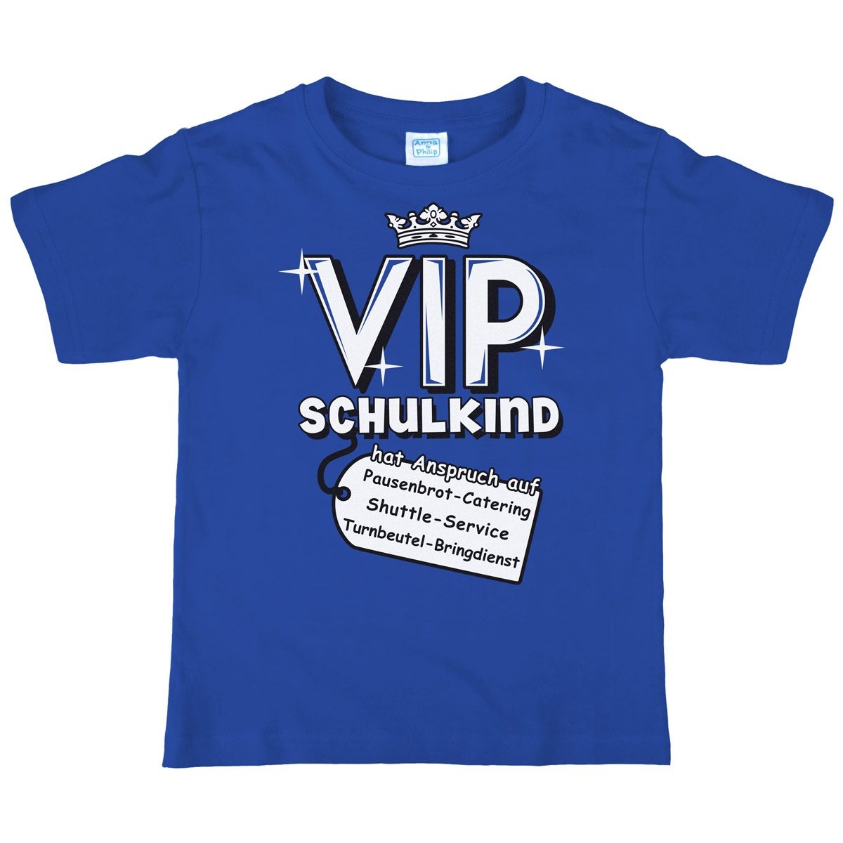 VIP Schulkind Kinder T-Shirt mit  Namen royal 122 / 128