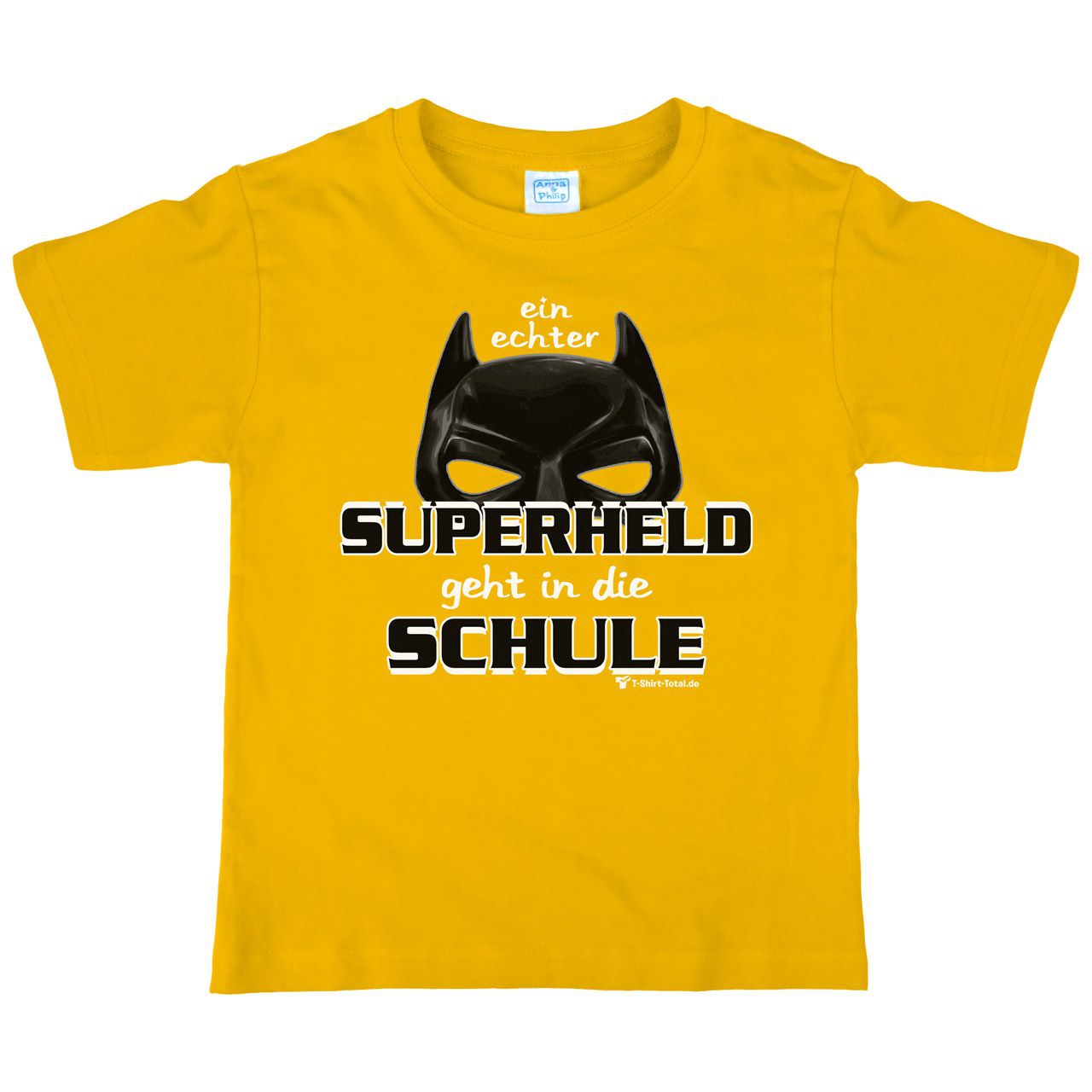 Superheld Schule Kinder T-Shirt gelb 122 / 128