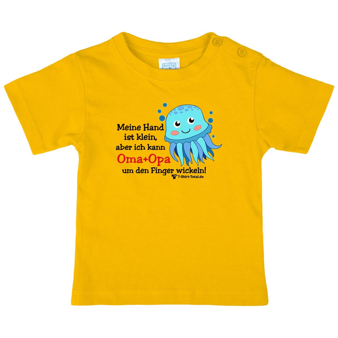 Kleine Hand Oma Opa Octopus Kinder T-Shirt gelb 68 / 74