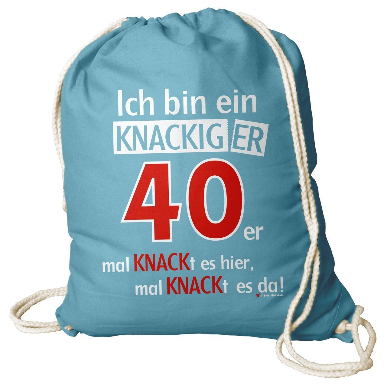 Knackiger 40er Rucksack Beutel türkis