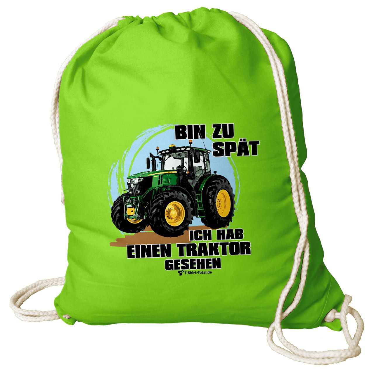 Hab einen Traktor Baumwoll Rucksack hellgrün