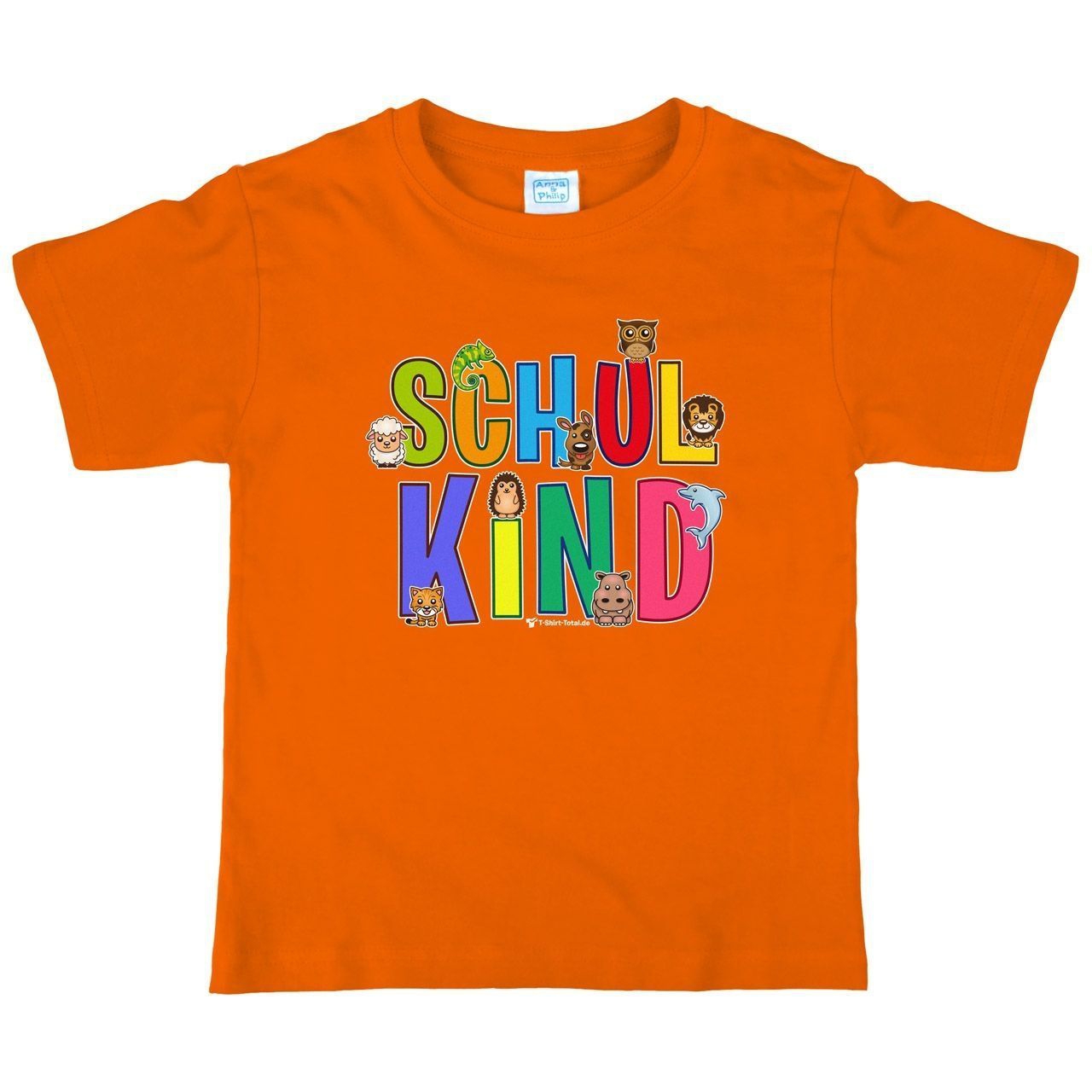 Schulkind Tiere Kinder T-Shirt orange 122 / 128