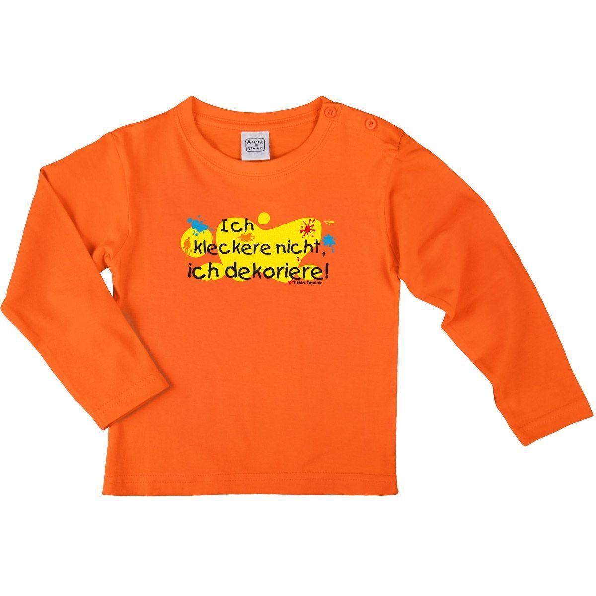Kleckere nicht Kinder Langarm Shirt orange 56 / 62