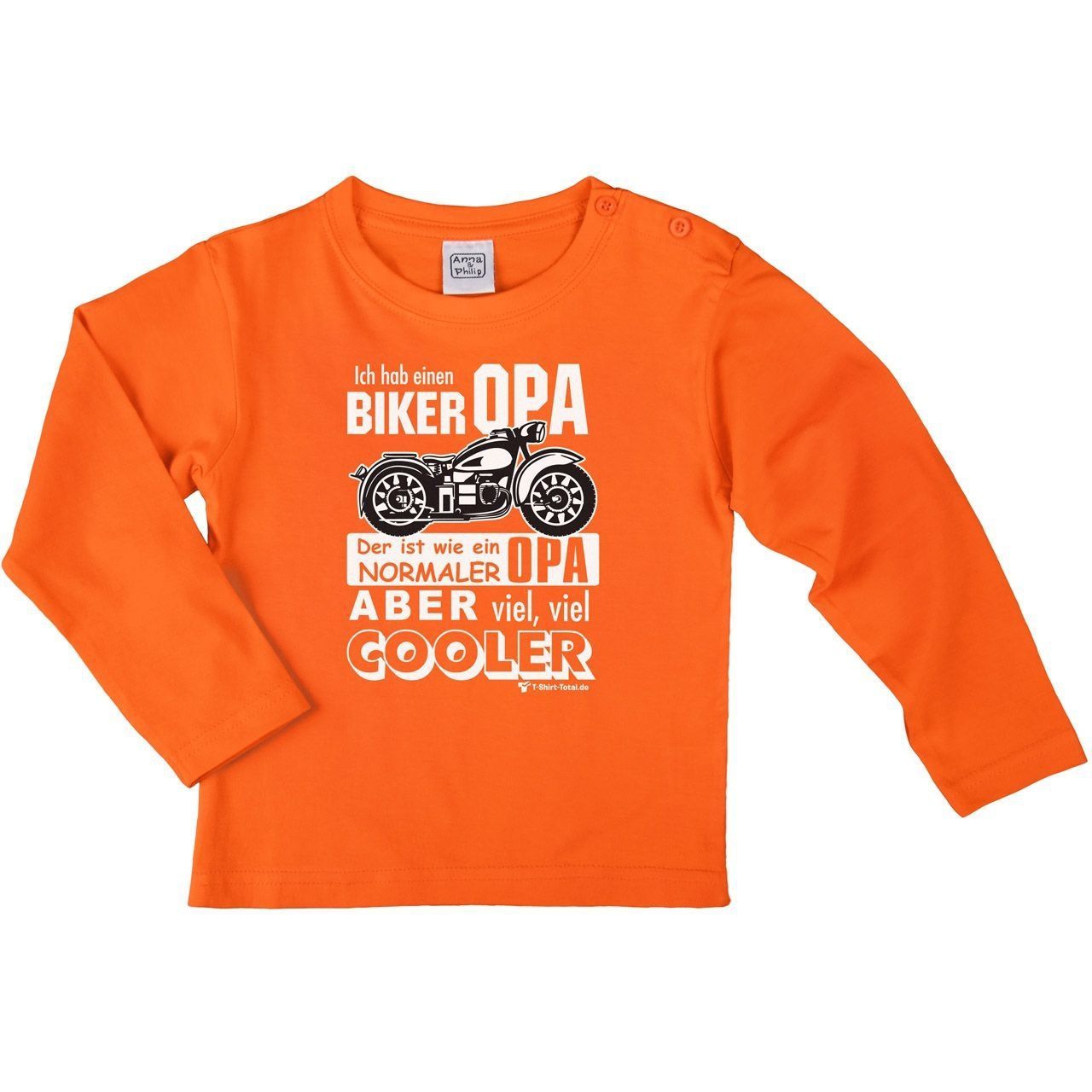 Biker Opa Kinder Langarm Shirt orange 98