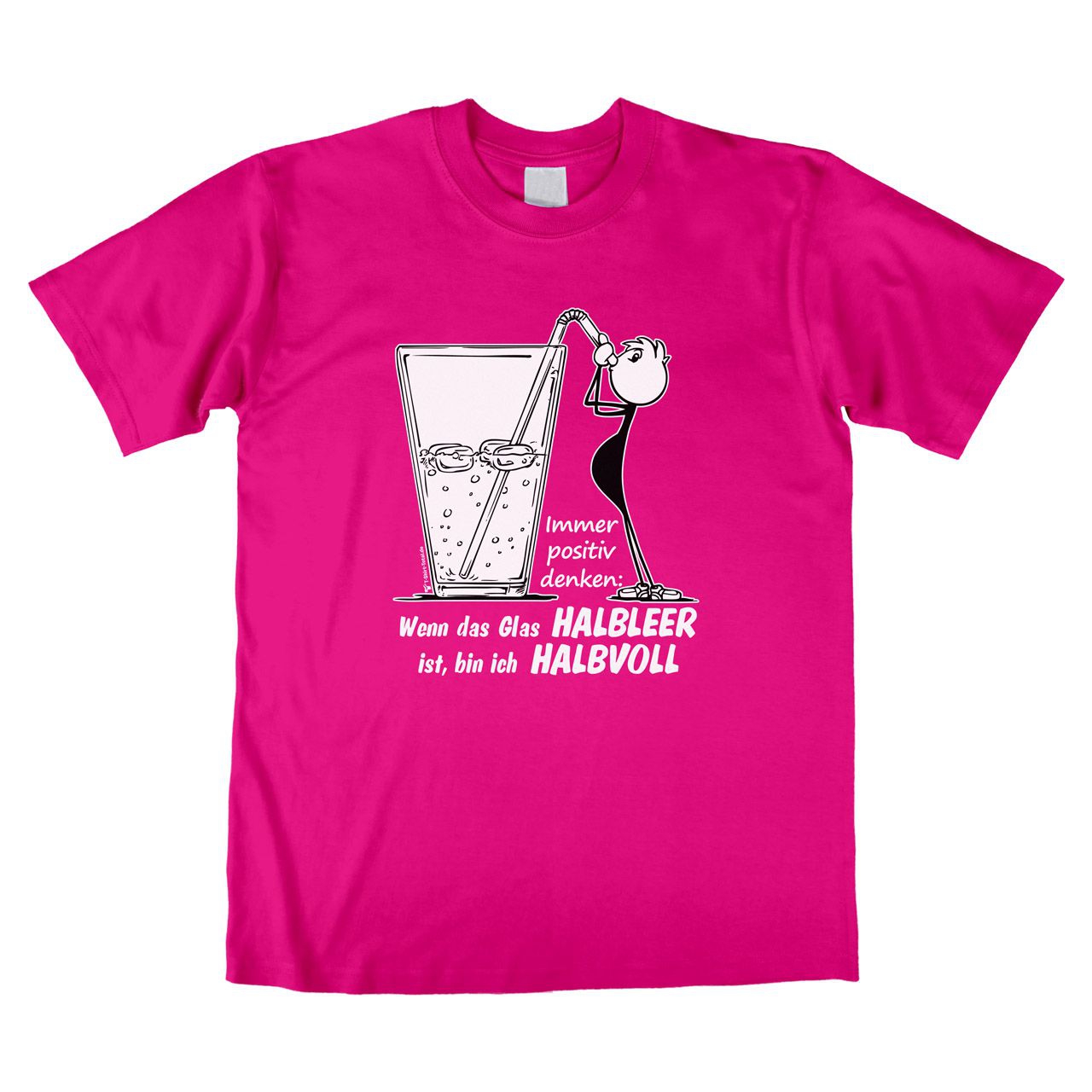 Glas Halbleer, ich halbvoll Unisex T-Shirt pink Large