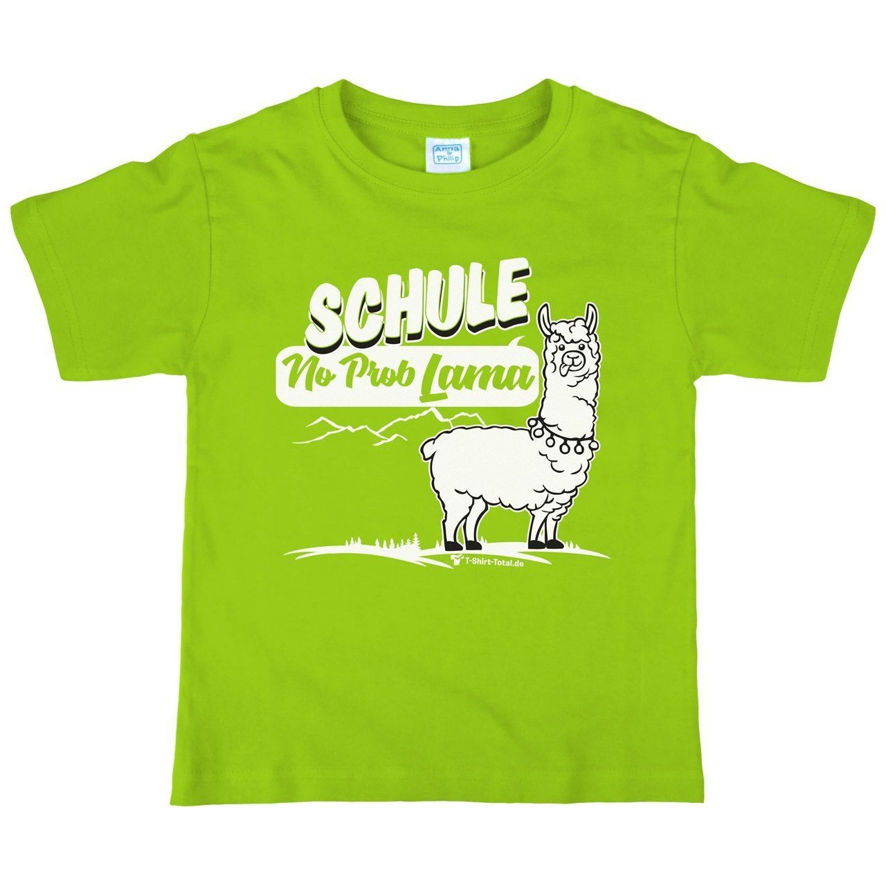 Schule No Prob Lama Kinder T-Shirt hellgrün 134 / 140