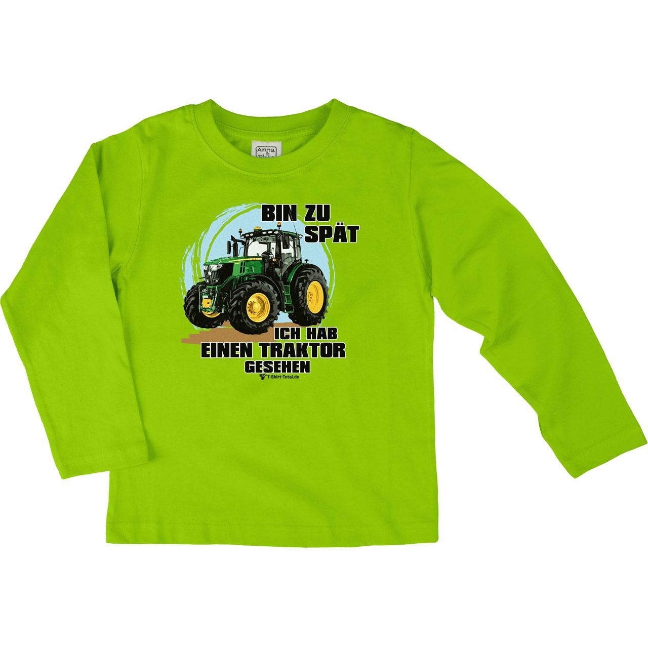 Traktor gesehen Kinder Langarm Shirt hellgrün 110 / 116