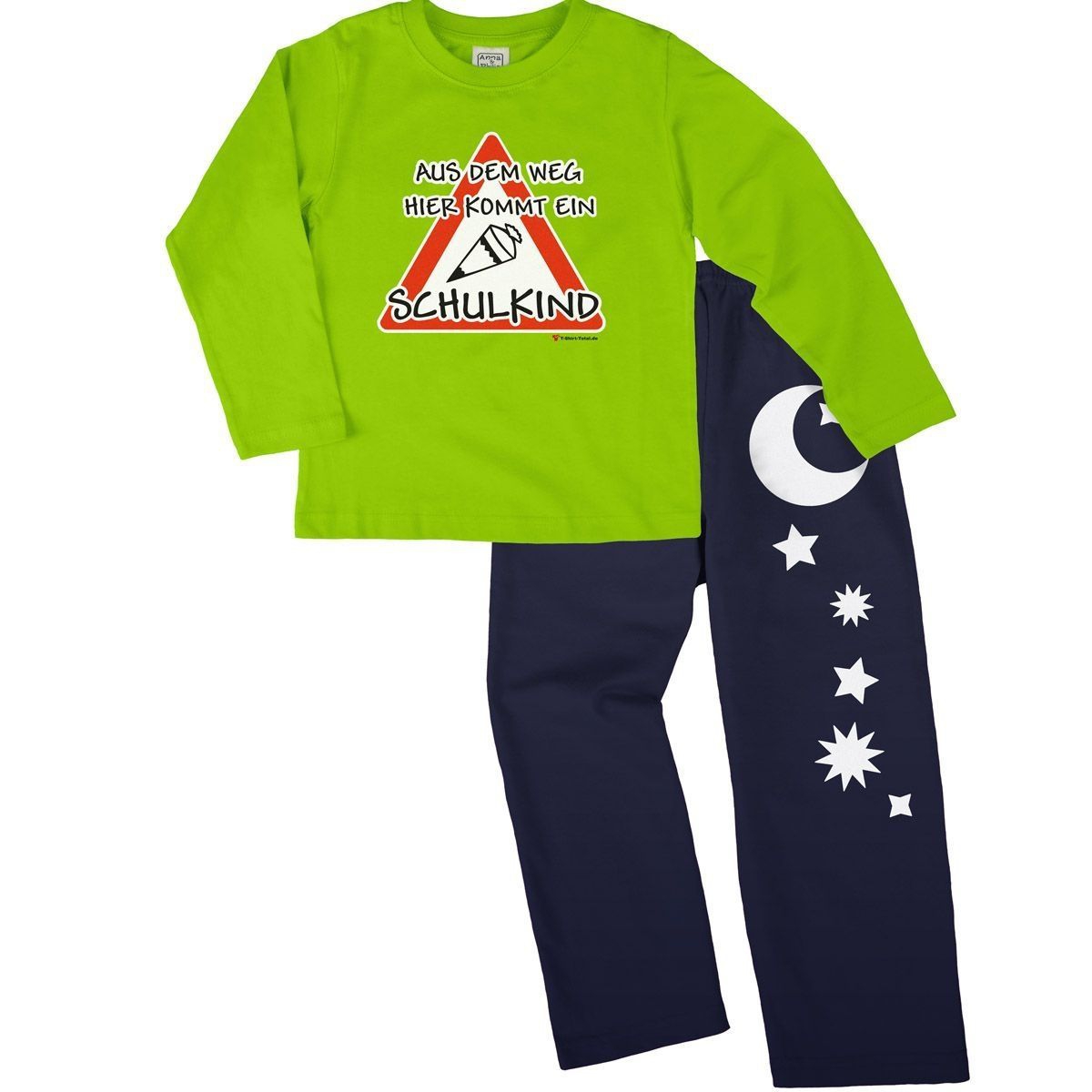 Kommt ein Schulkind Pyjama Set hellgrün / navy 122 / 128