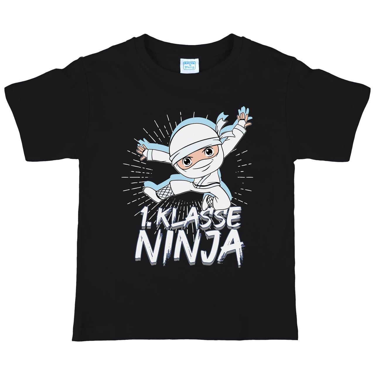 1. Klasse Ninja weiß Kinder T-Shirt schwarz 134 / 140
