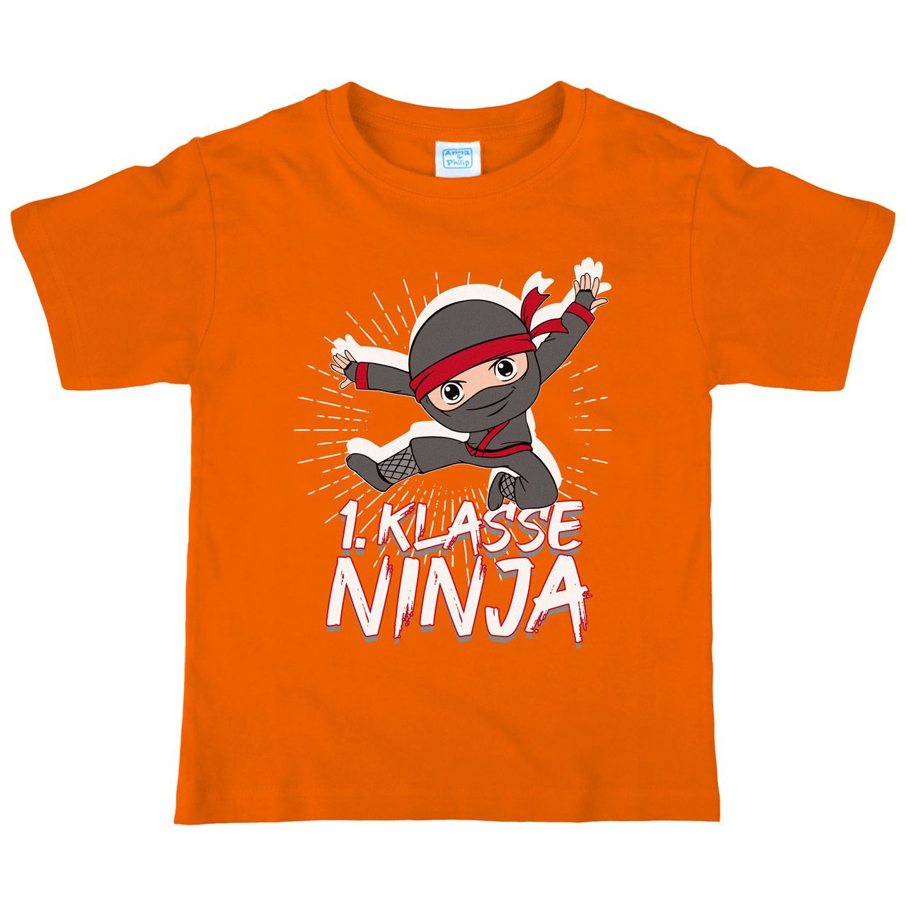1. Klasse Ninja schwarz Kinder T-Shirt orange 122 / 128