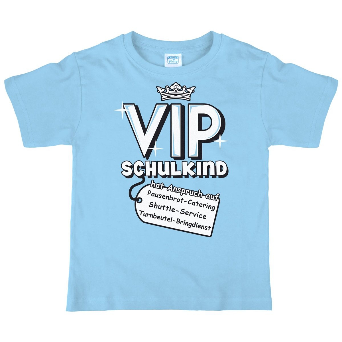 VIP Schulkind Kinder T-Shirt mit  Namen hellblau 122 / 128