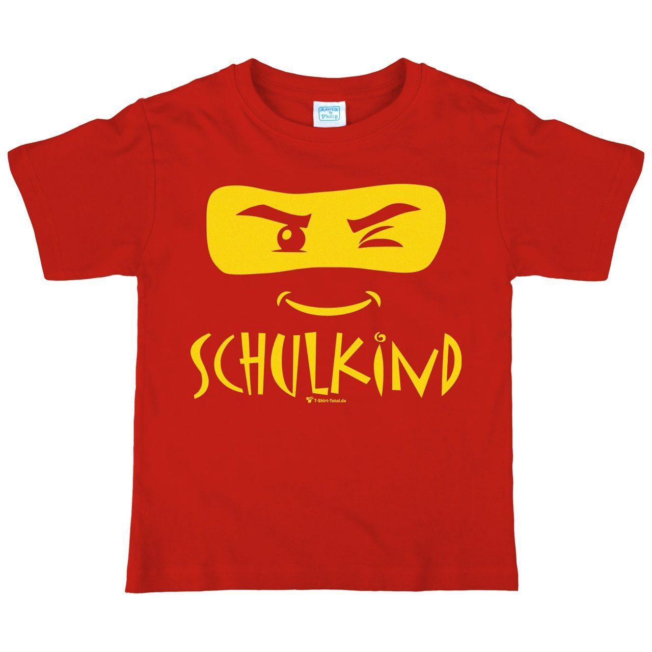Schulkind Maske Kinder T-Shirt rot 122 / 128