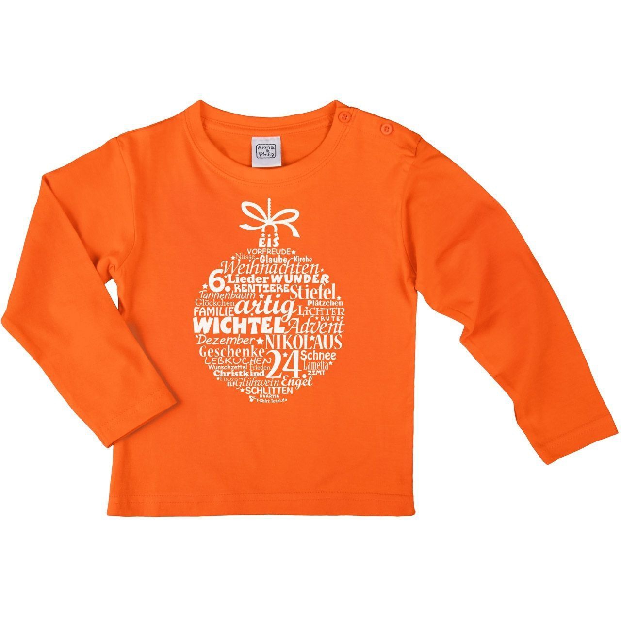 Christbaumkugel Kinder Langarm Shirt orange 134 / 140
