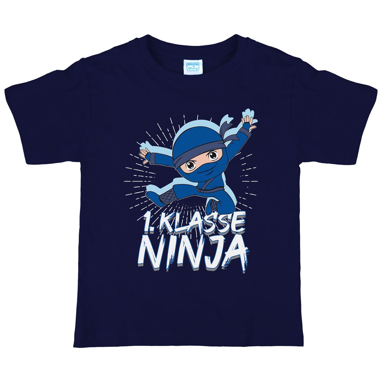 1. Klasse Ninja blau Kinder T-Shirt navy 122 / 128