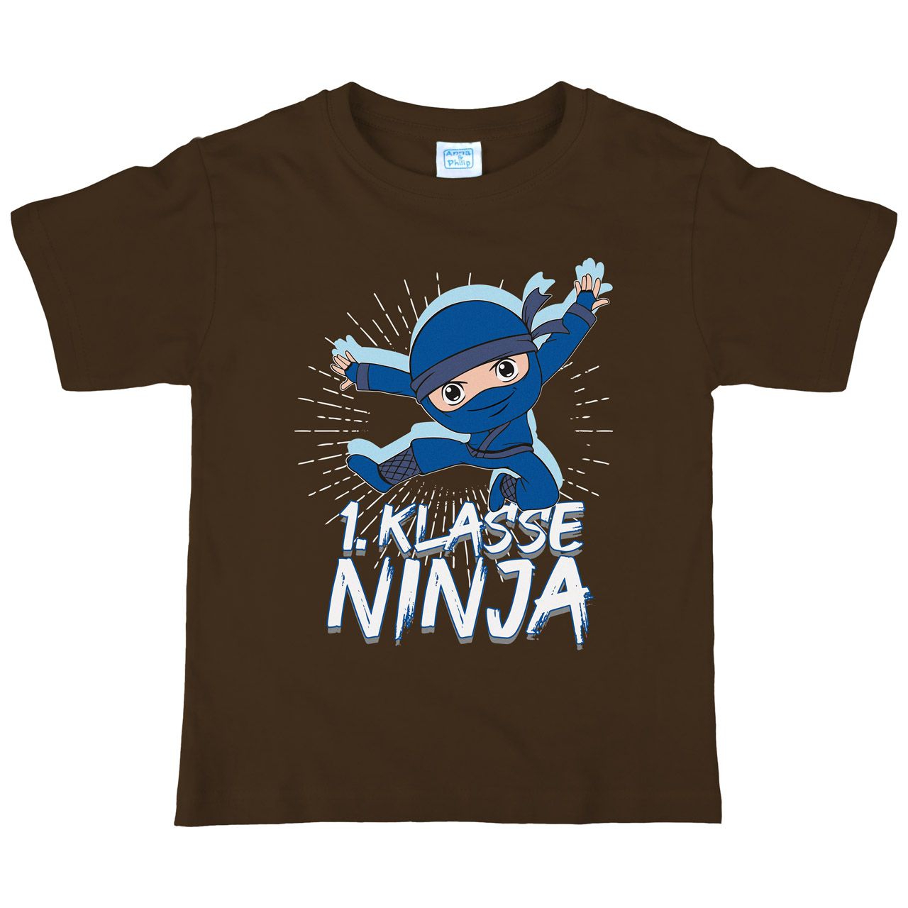 1. Klasse Ninja blau Kinder T-Shirt braun 122 / 128