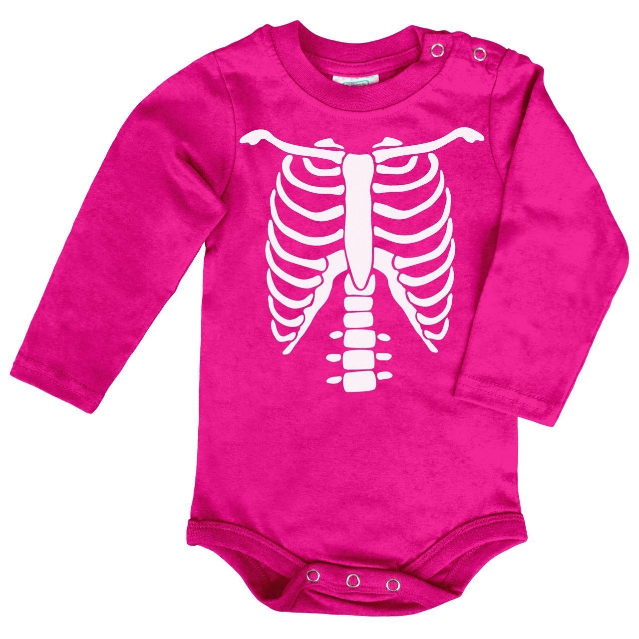 Skelett Baby Body Langarm pink 68 / 74