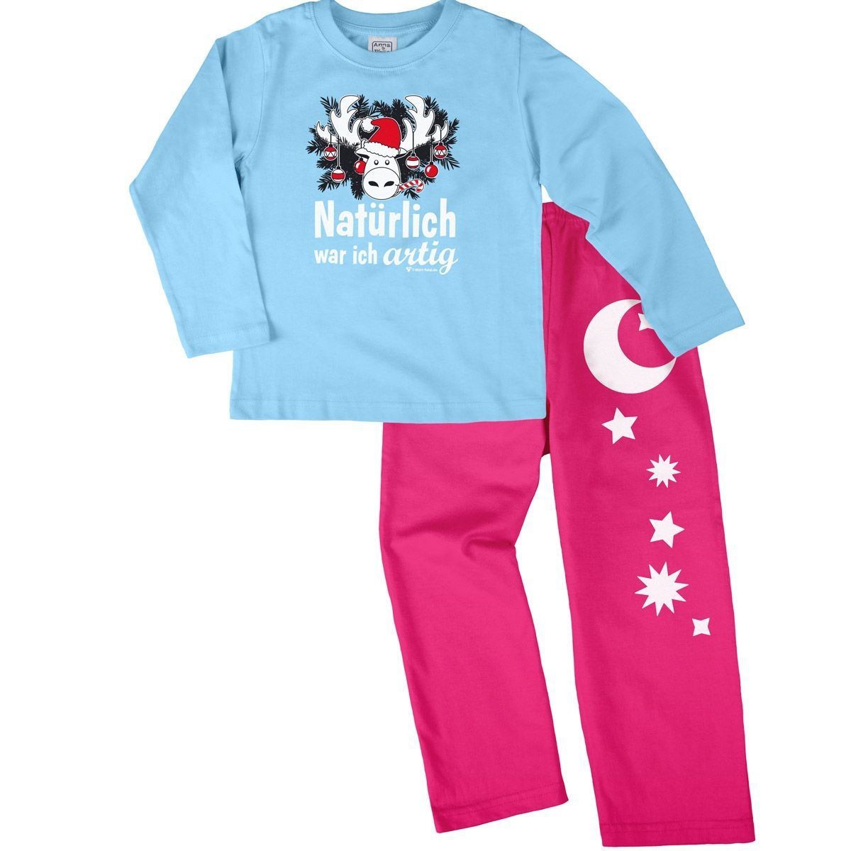 Natürlich artig Pyjama Set hellblau / pink 110 / 116