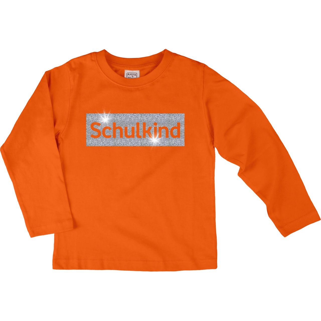 Schulkind Glitzer Kinder Langarm Shirt orange 122 / 128