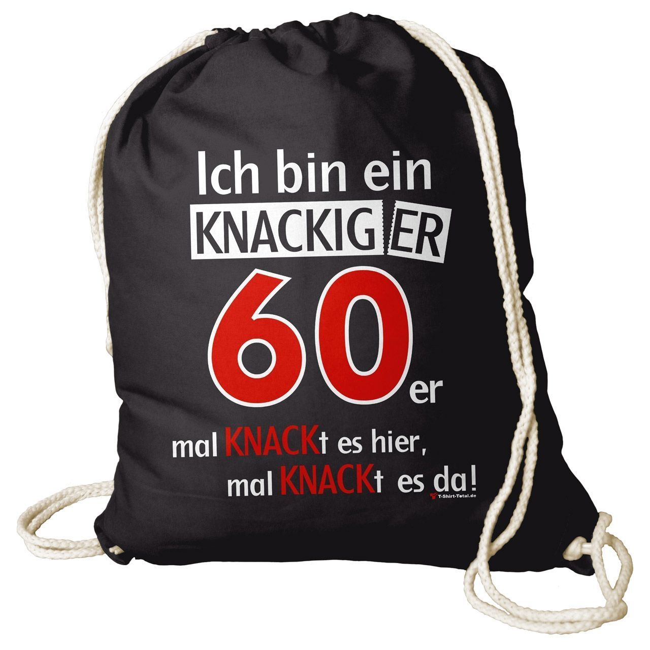 Knackiger 60er Rucksack Beutel schwarz