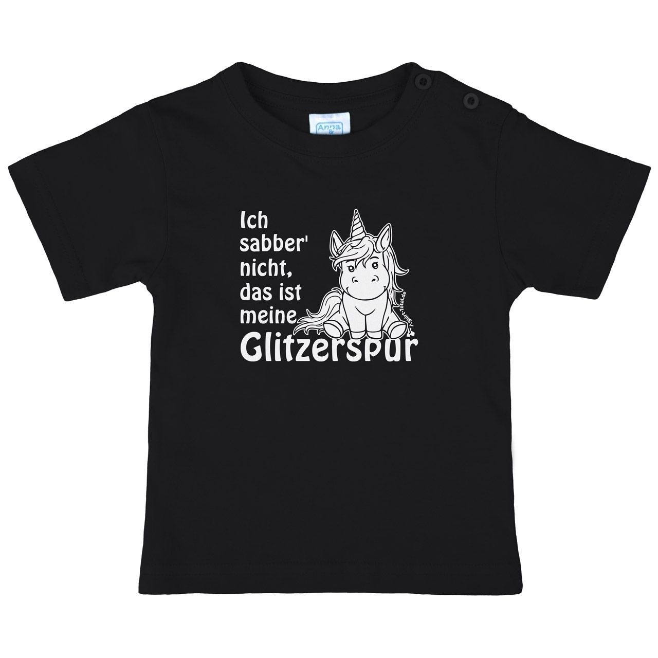 Einhorn Glitzerspur Kinder T-Shirt schwarz 68 / 74