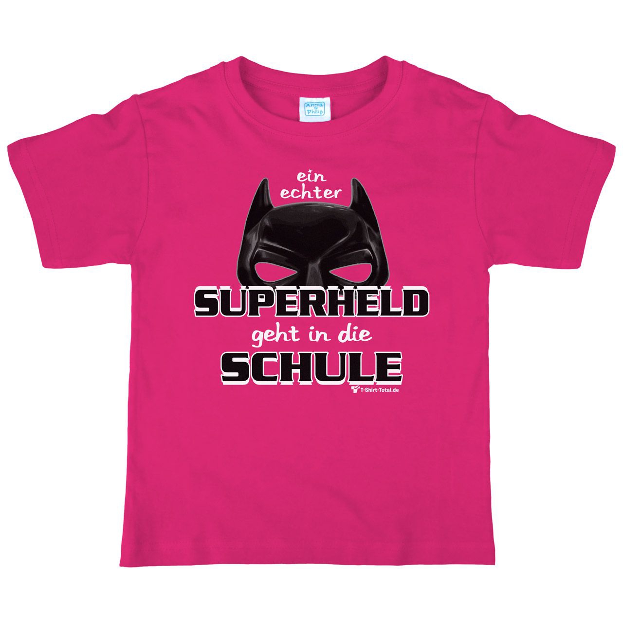 Superheld Schule Kinder T-Shirt pink 122 / 128
