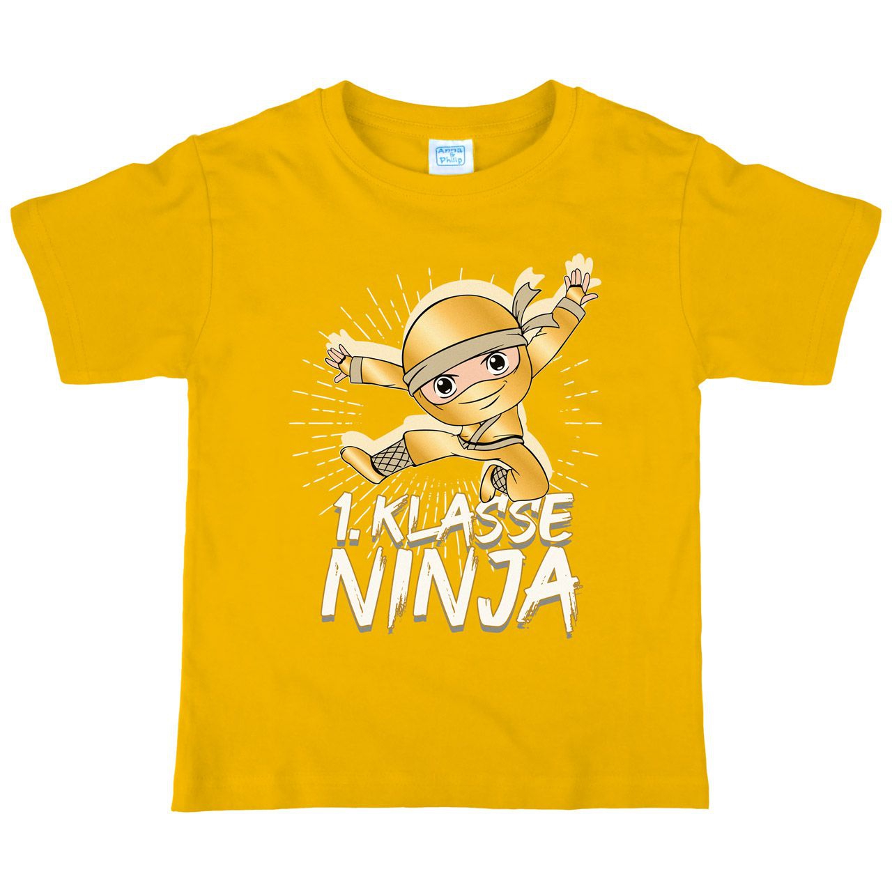 1. Klasse Ninja gold Kinder T-Shirt gelb 122 / 128