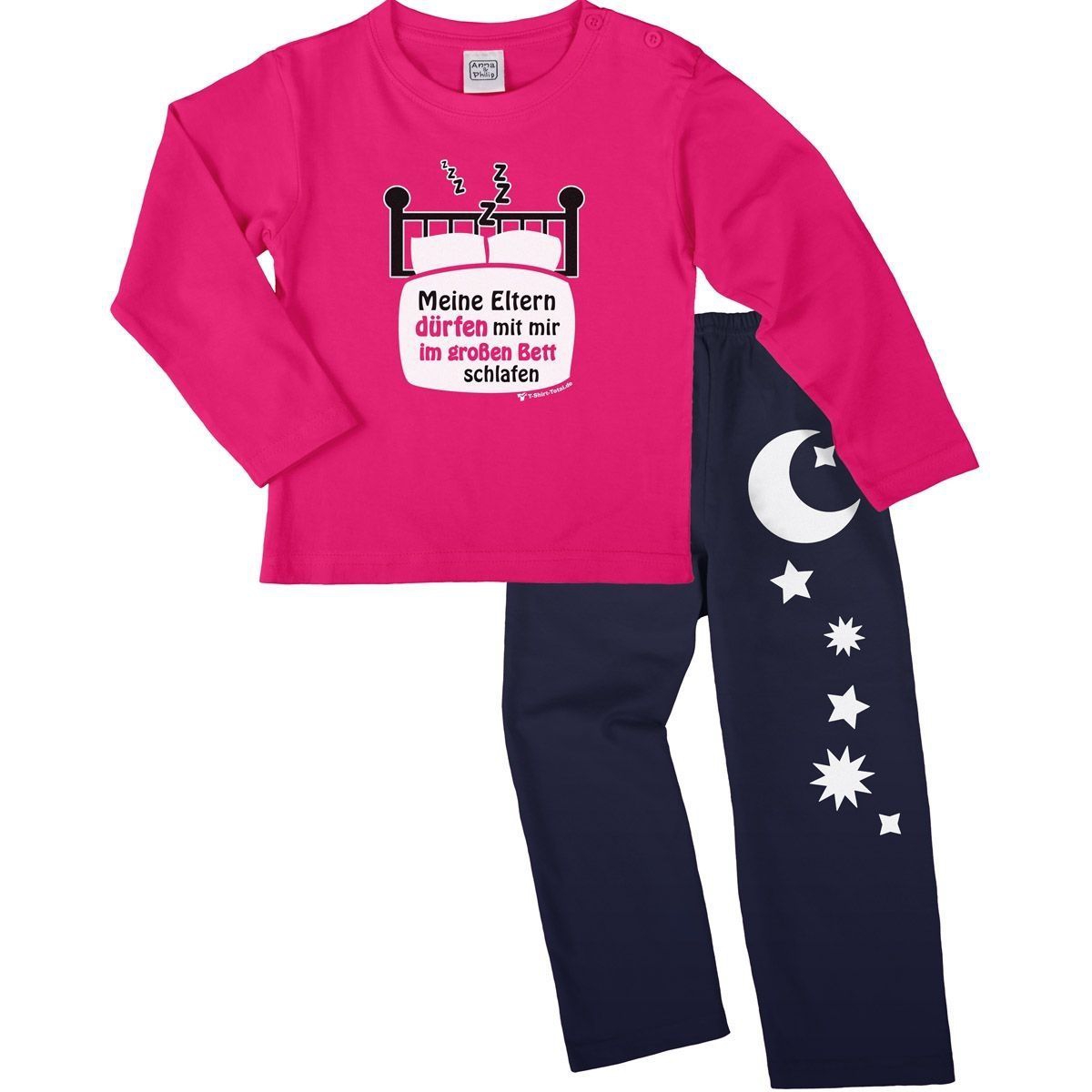 Im großen Bett schlafen Pyjama Set pink / navy 92