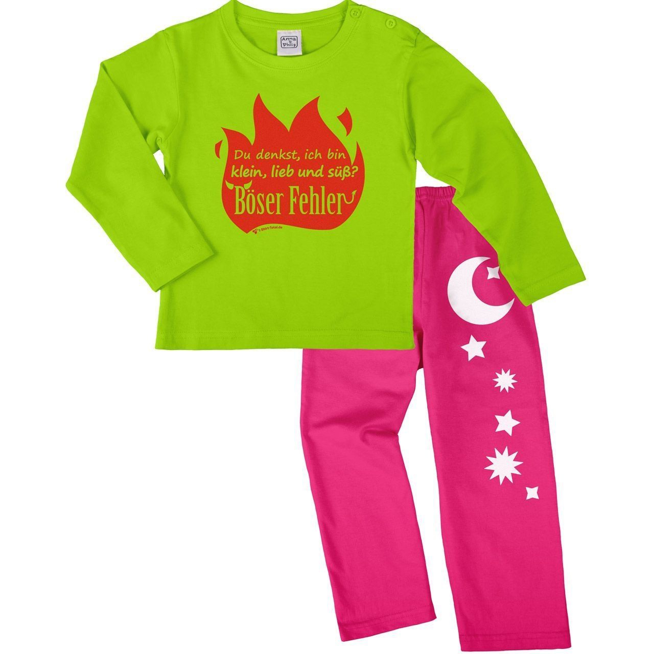 Böser Fehler Pyjama Set hellgrün / pink 92