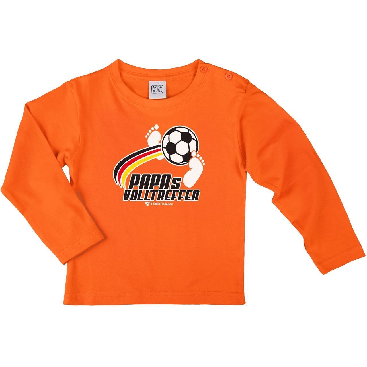 Papas Volltreffer Kinder Langarm Shirt orange 56 / 62