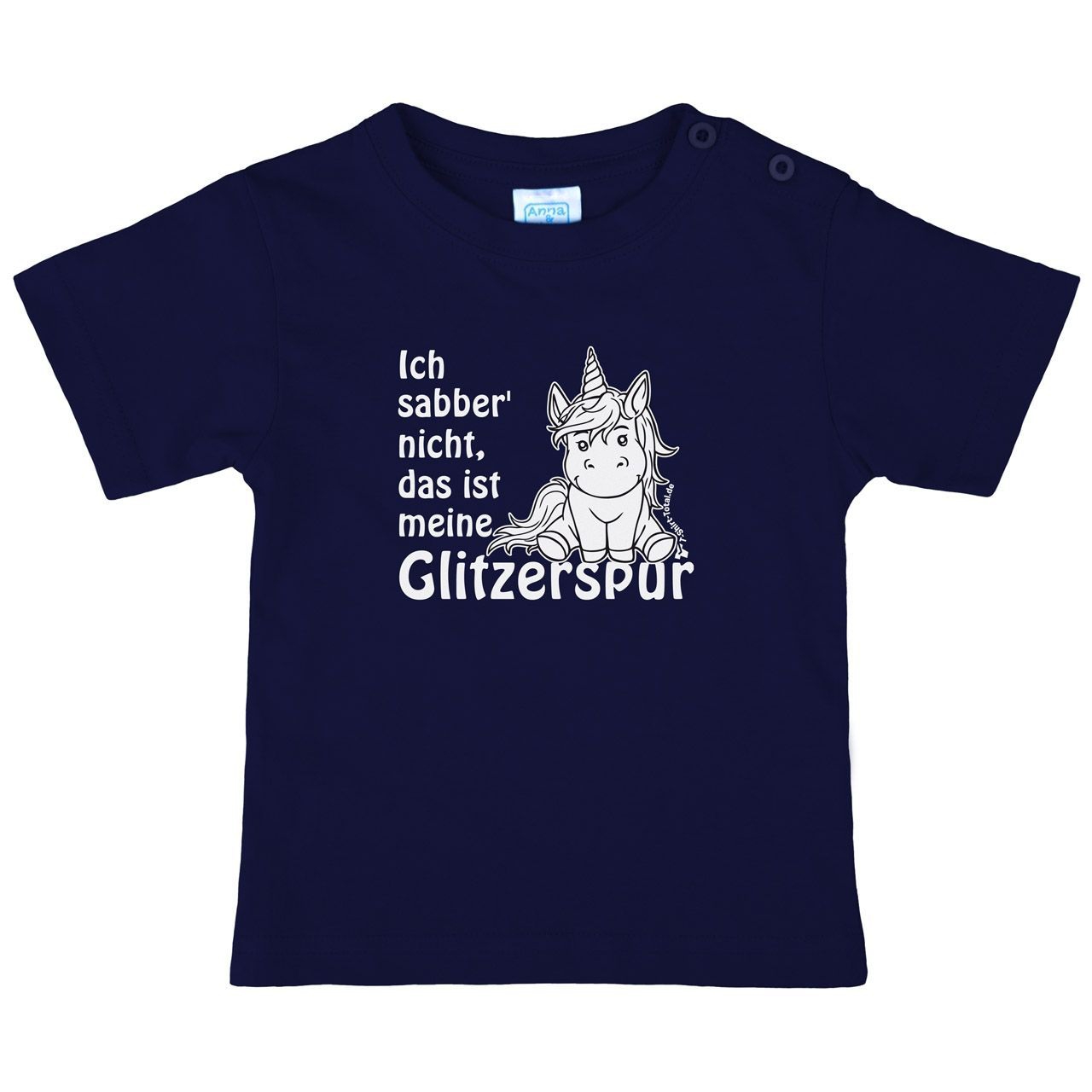 Einhorn Glitzerspur Kinder T-Shirt navy 68 / 74