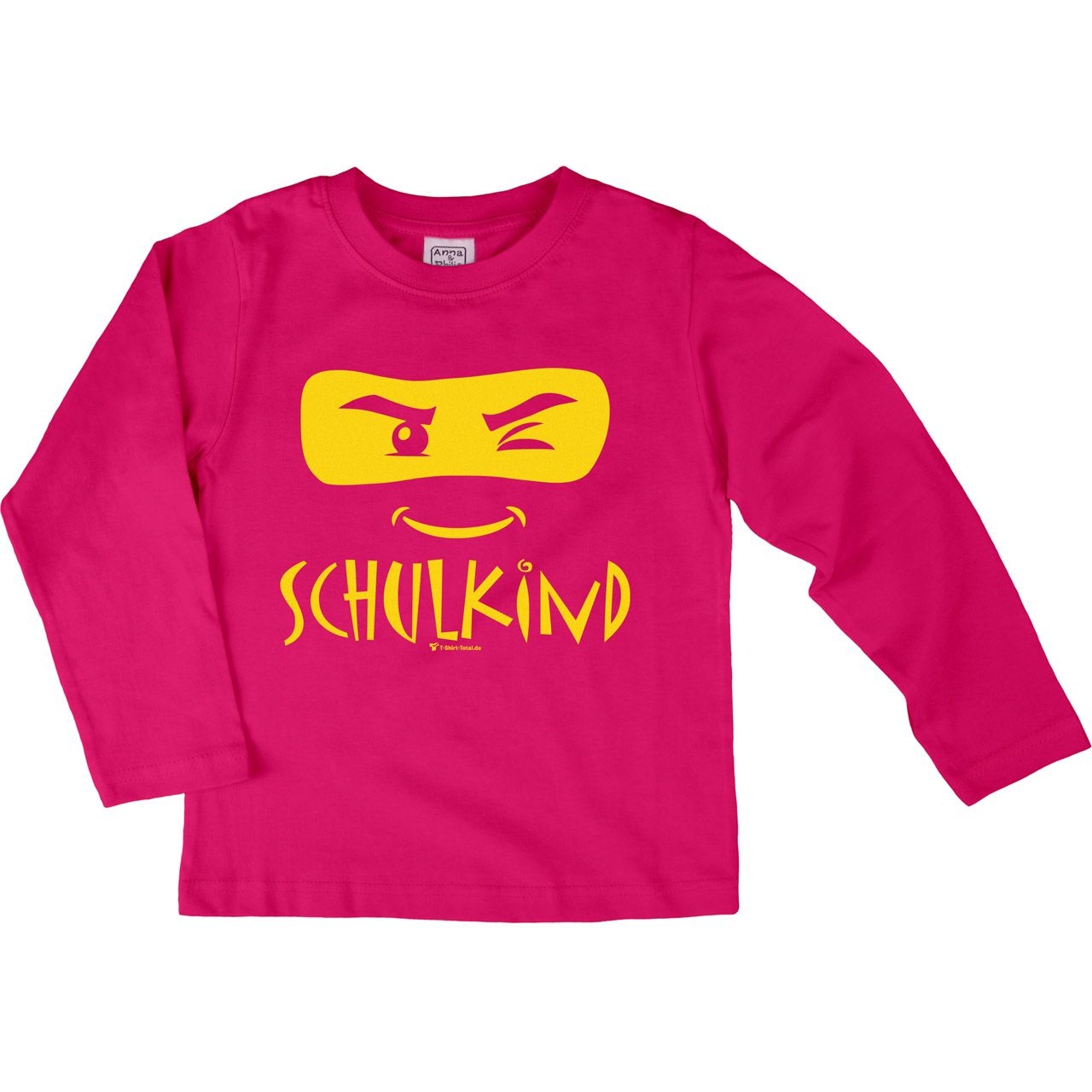 Schulkind Maske Kinder Langarm Shirt pink 122 / 128